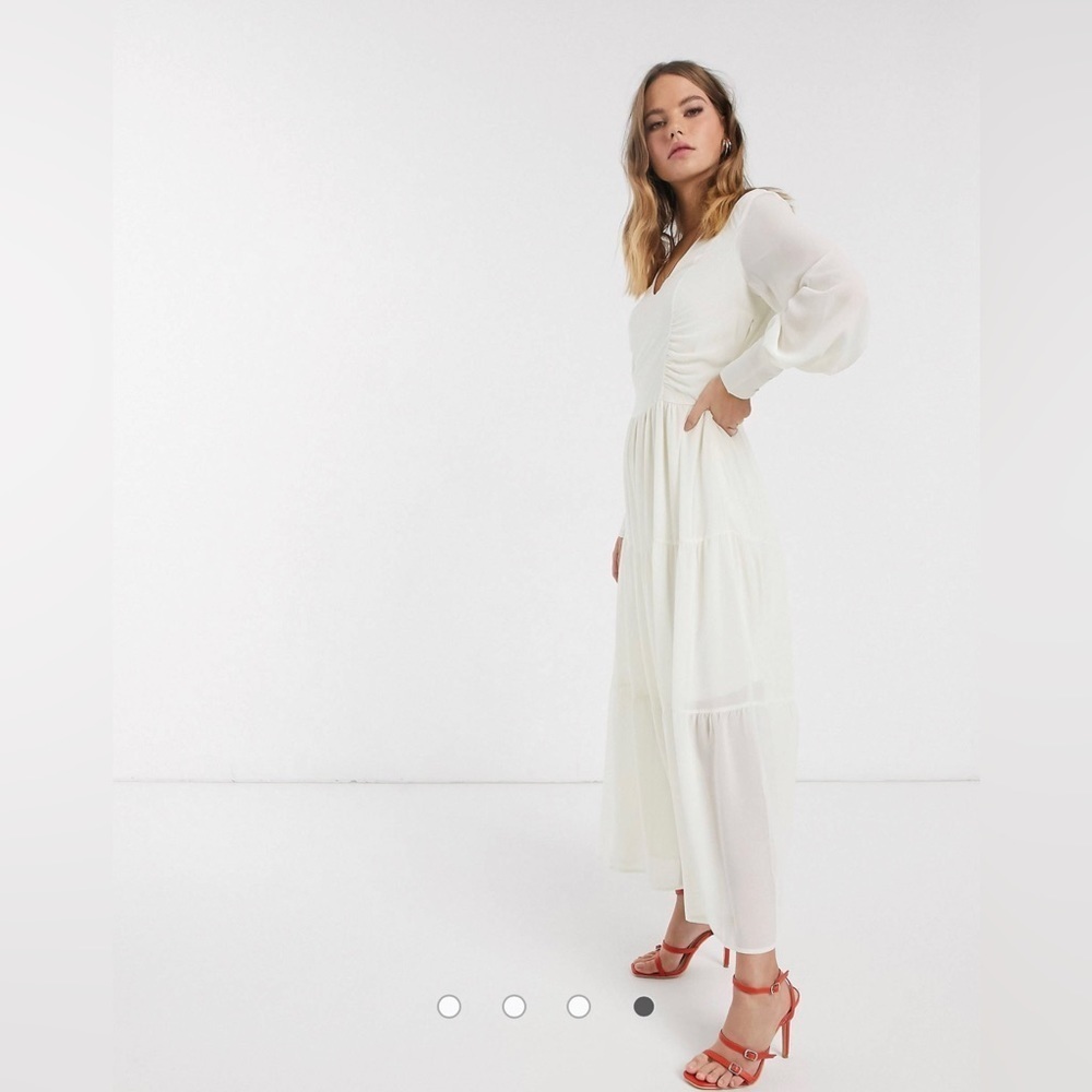 Vero Moda Cream Tiered Maxi Dress Size Small - Picture 4 of 13